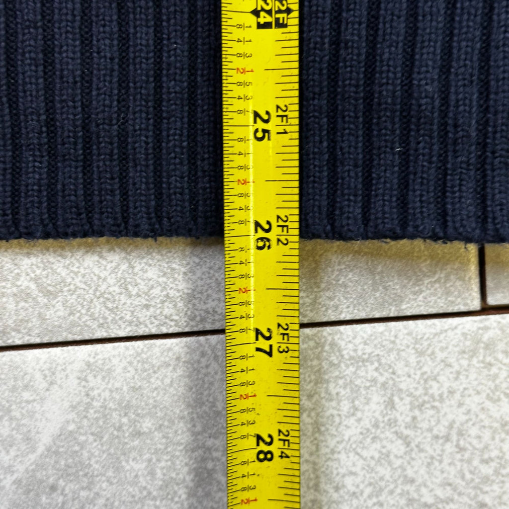 Polo Ralph Lauren Navy 100% Cotton Half-Zip Sweater With Ribbed Collar & Cuffs Mens L