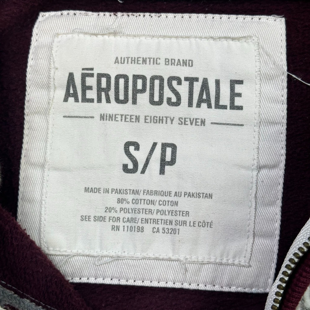 Aeropostale 1987 Burgundy Full-Zip Hoodie S/P