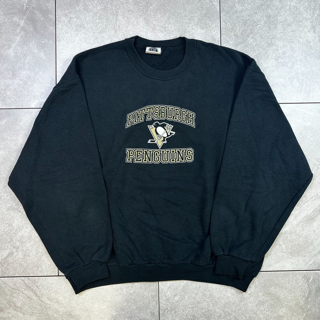 Pittsburgh Penguins NHL Licensed Black Crewneck Sweatshirt Size XL Cotton Blend