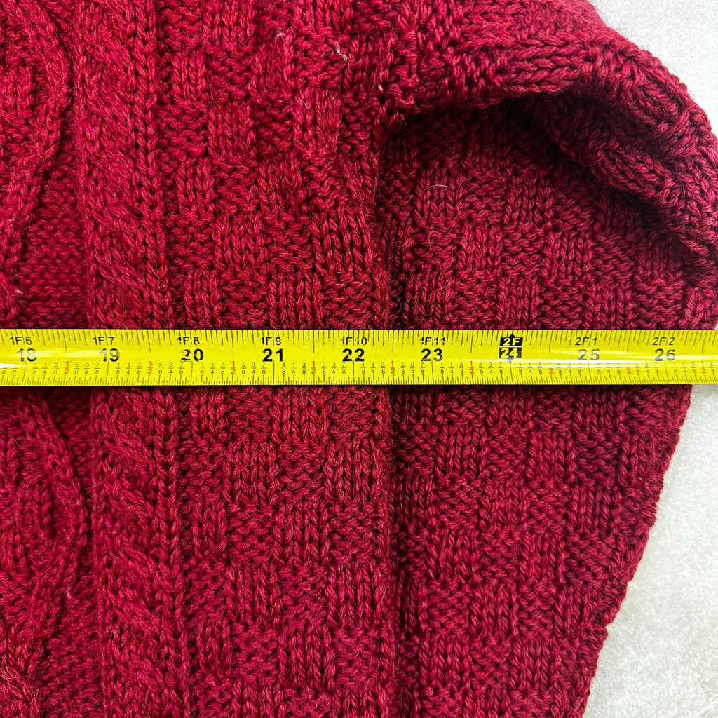 Aran Country By Kennedy Of Andara XL Red Cable Knit Sweater 100% New Wool Made In Ireland
