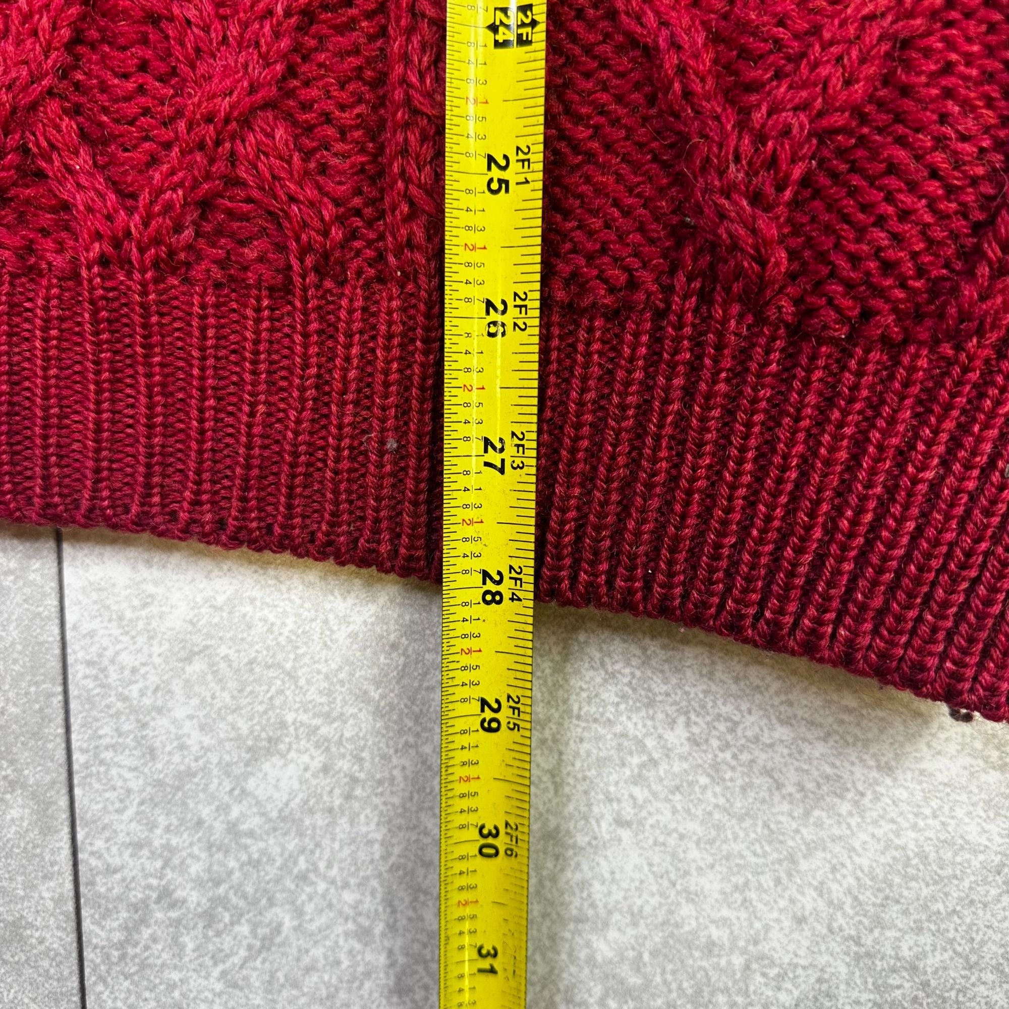 Aran Country By Kennedy Of Andara XL Red Cable Knit Sweater 100% New Wool Made In Ireland