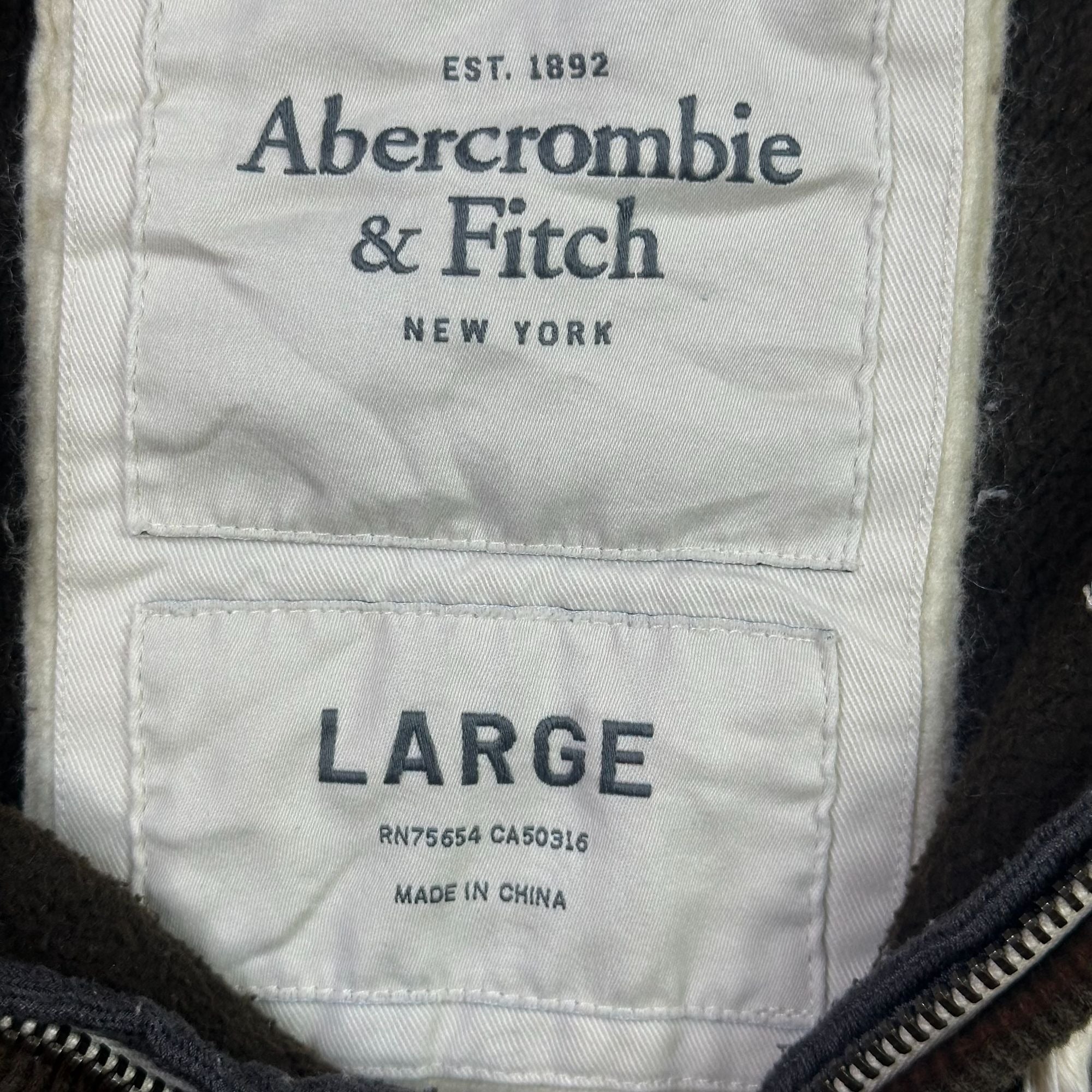 Abercrombie & Fitch Hooded Brown Full-Zip Sweatshirt Jacket Large Cotton Blend