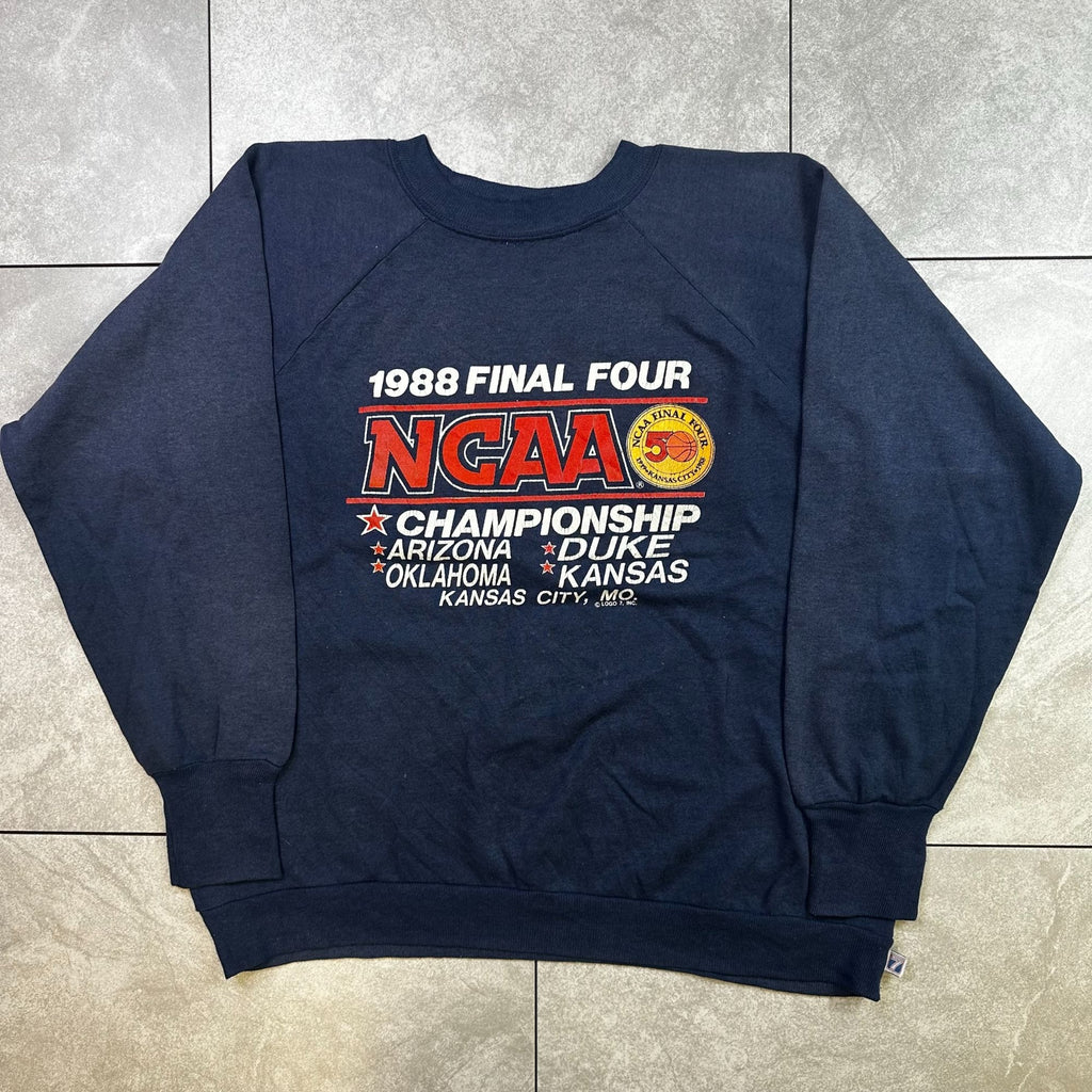 1988 NCAA Final Four Sweatshirt Navy Blue Crewneck Size XL Arizona Duke Kansas Missouri
