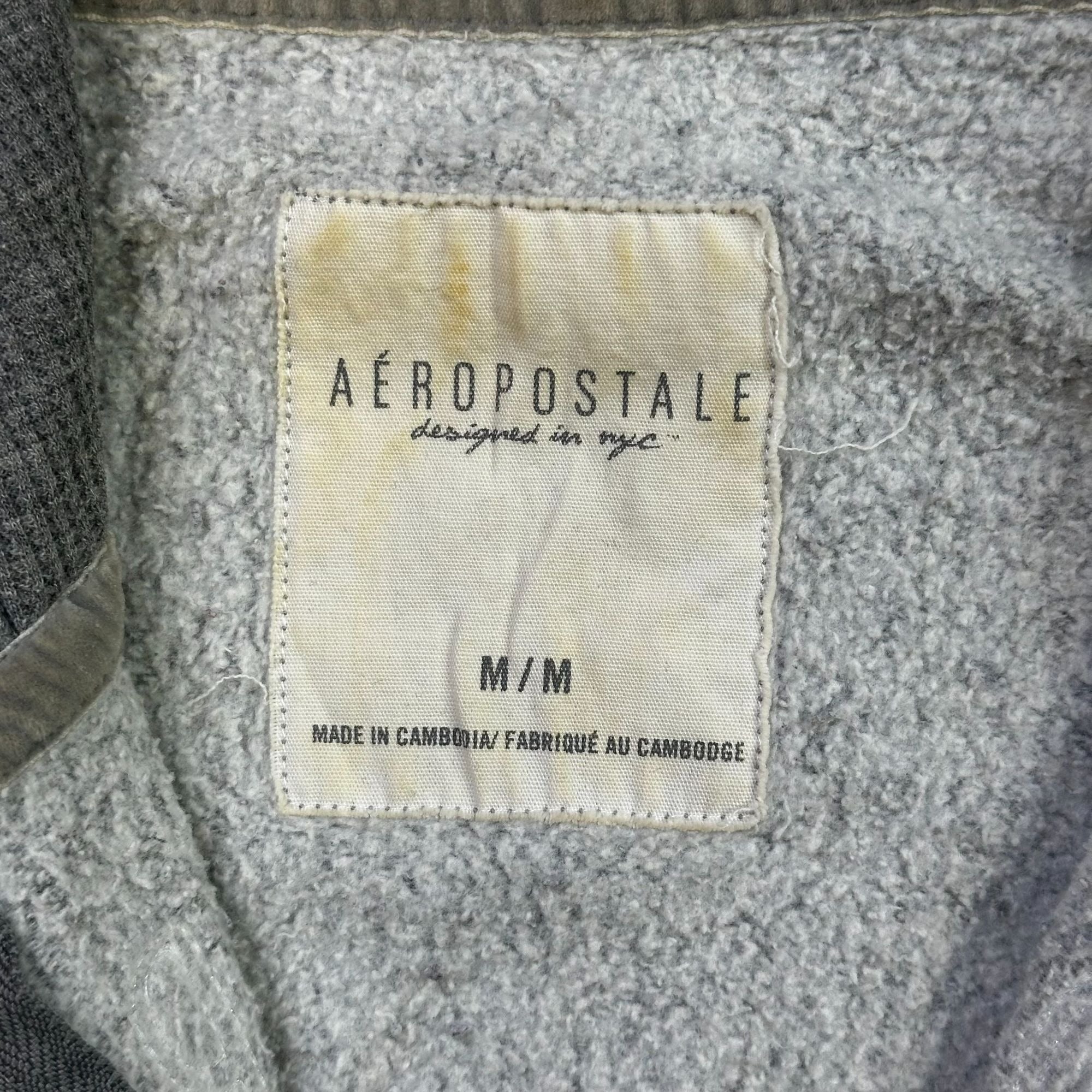 Aeropostale Gray Zip-Up Hoodie Size M With "87 New York" Print