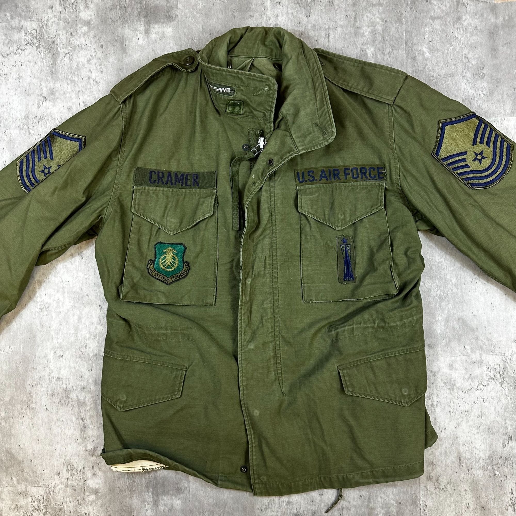 Vintage U.S. Air Force Green Field Jacket W/ Patches Size Medium