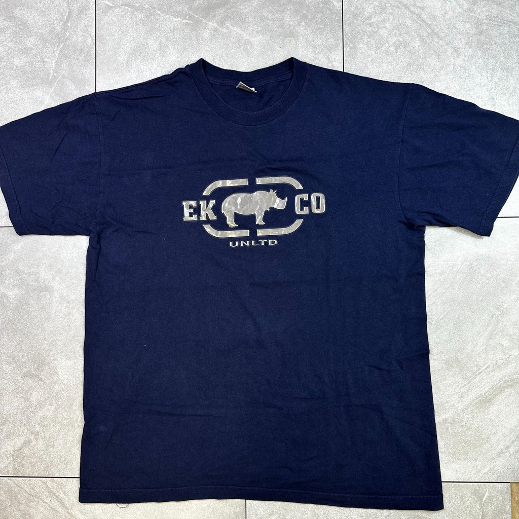 Vintage Ecko Unltd Navy Blue Rhino Graphic T-Shirt X-Large 100% Cotton