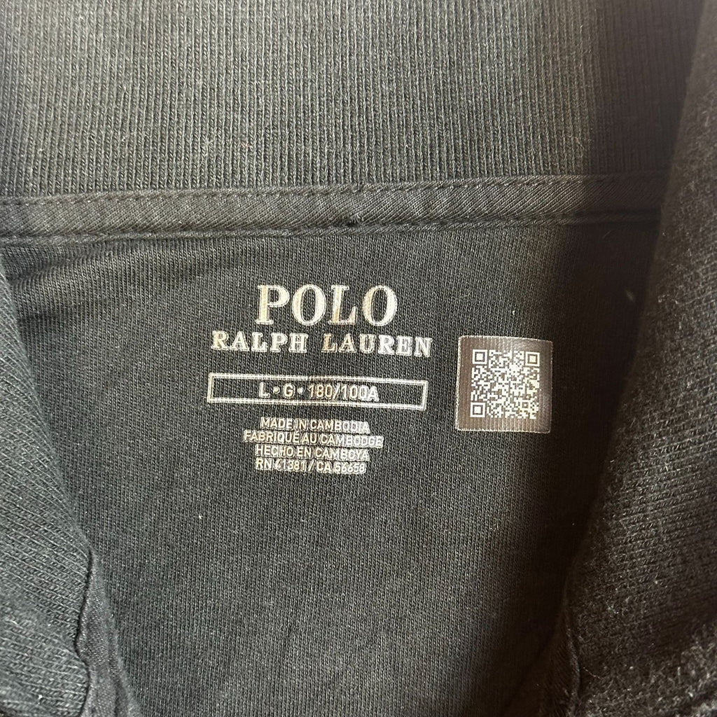 Polo Ralph Lauren Black Full-Zip Jacket With White Accents & Embroidered Logo L