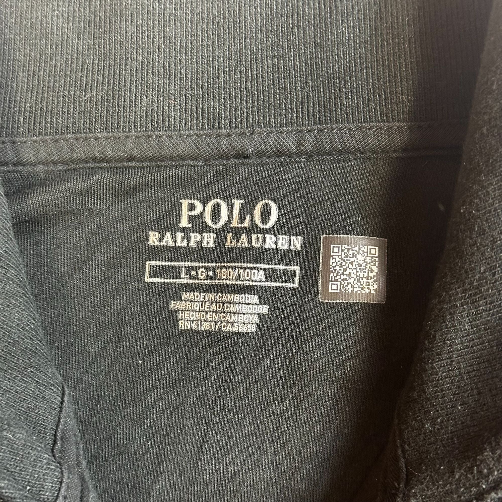 Polo Ralph Lauren Black Full-Zip Jacket With White Accents & Embroidered Logo L