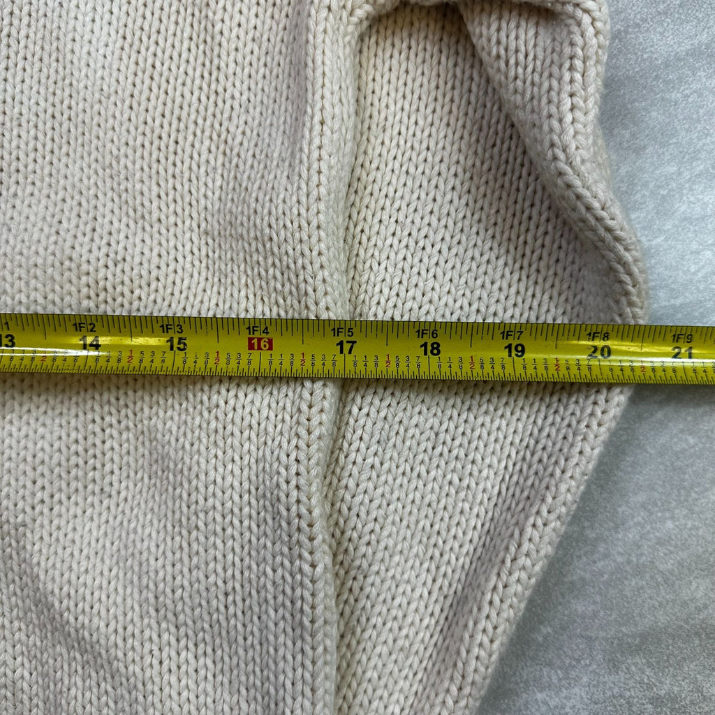 Polo By Ralph Lauren Cream Knit Sweater With American Flag Patch 100% Cotton Size S