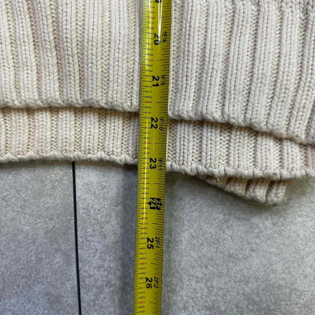 Polo By Ralph Lauren Cream Knit Sweater With American Flag Patch 100% Cotton Size S