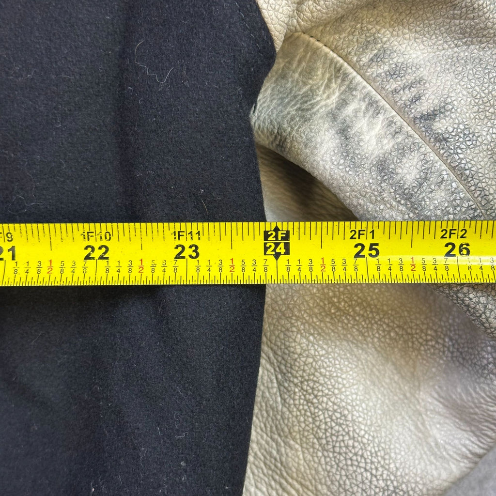 Phat Farm Varsity Jacket L Black Wool & White Leather Sleeves Vintage Style Mens Outerwear