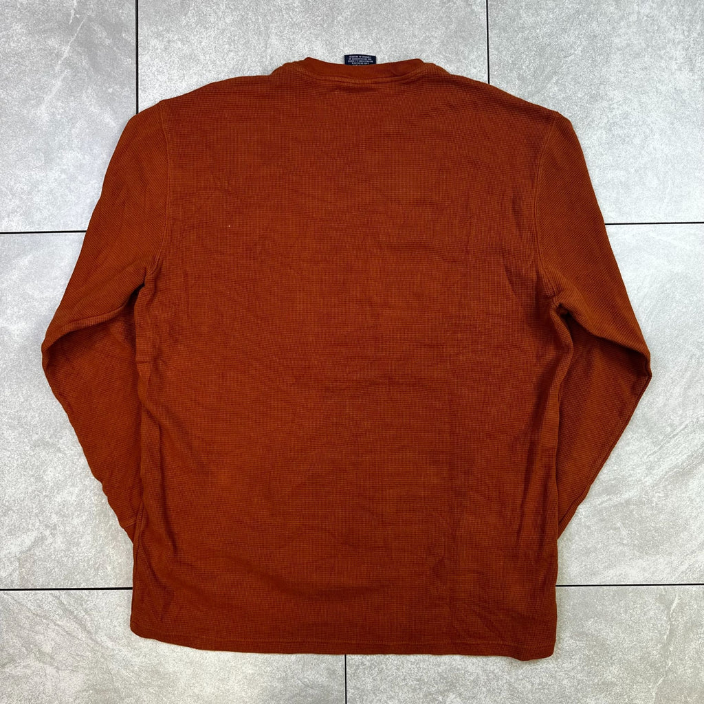 Polo Ralph Lauren XL Orange Waffle Knit Long Sleeve Sleepwear Crewneck Shirt 100% Cotton