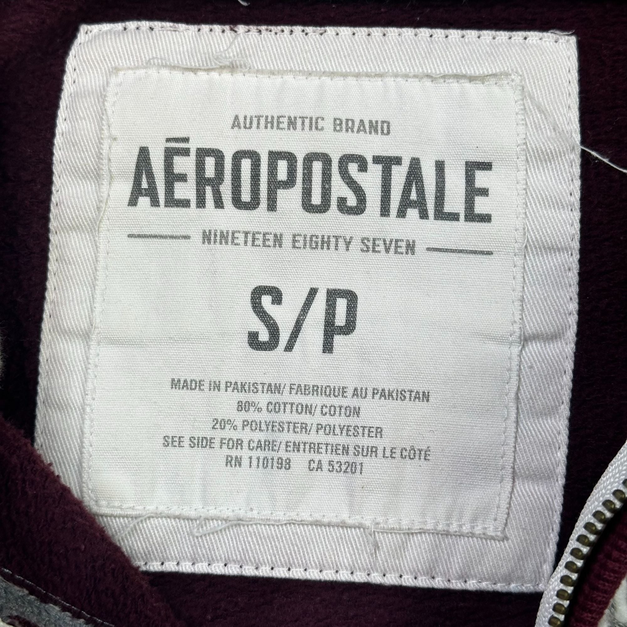 Aeropostale 1987 Burgundy Full-Zip Hoodie S/P