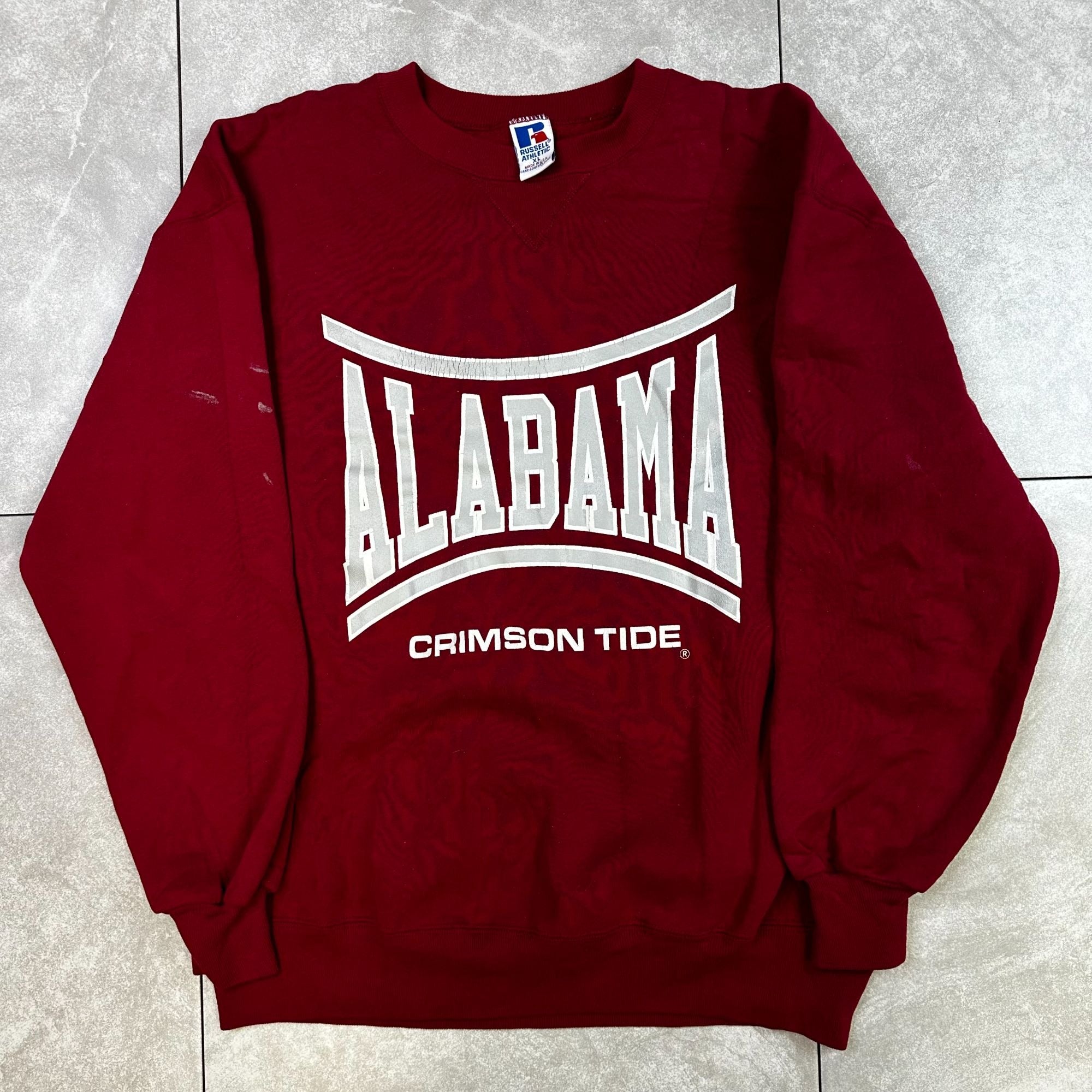 Vintage Russell Athletic Alabama Crimson Tide Sweatshirt XL Made In USA Red Crewneck Pullover