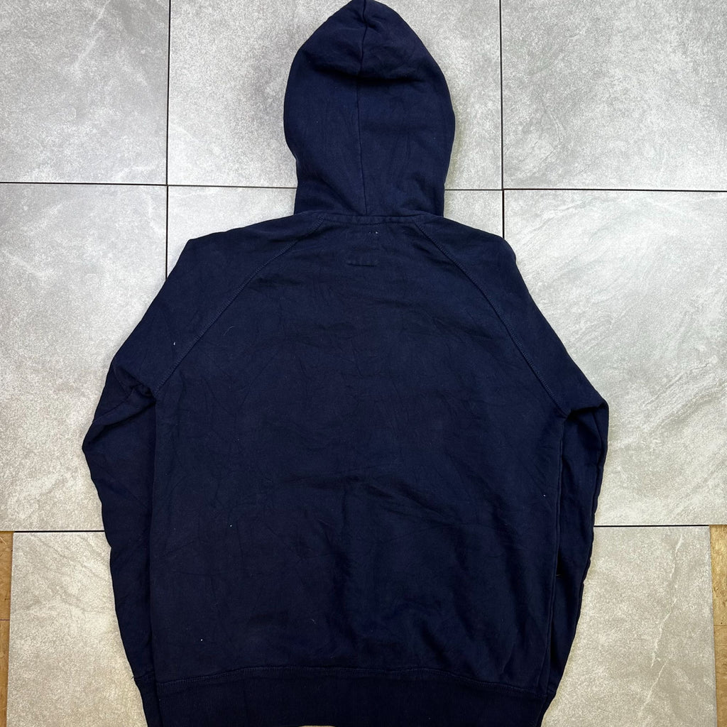 Gap Navy Blue Hoodie With Red Applique Logo Authentic Apparel Zip-Up With Pockets Medium Size Made In Pakistan