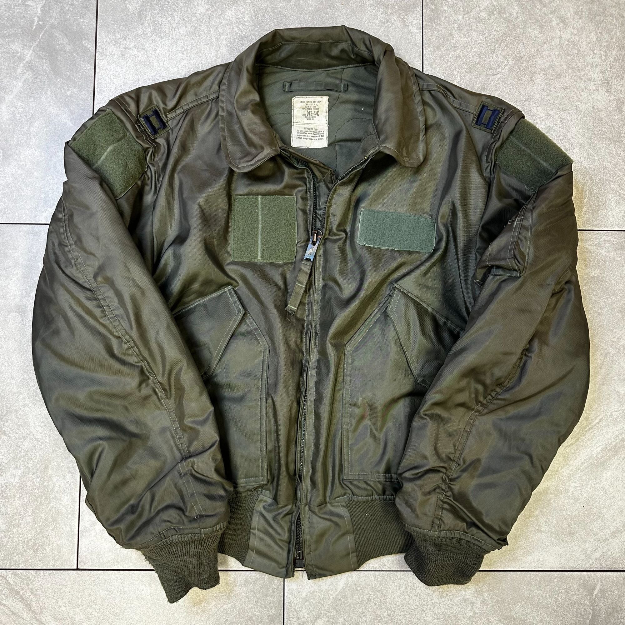 Jacket Flyers CWU 45/P Large Avirex 100% Aromatic Polyamide Olive Green Military Style