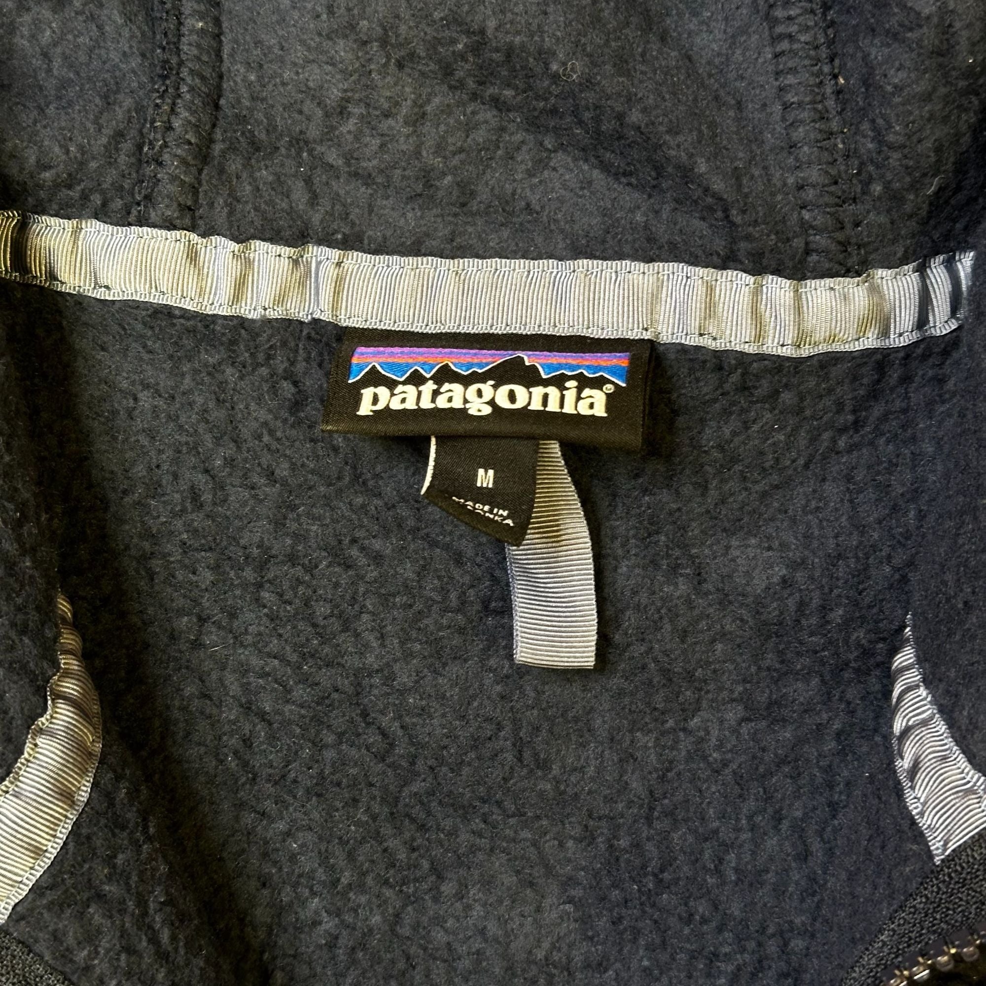 Patagonia Mens Navy Blue Full-Zip Hooded Fleece Jacket Size M